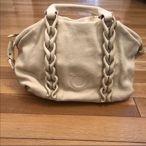 Salvatore Ferragamo Large Cream Braided Hobo Bag